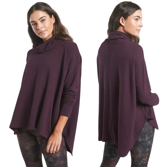 Athleta Ethereal Brushed Funnel Neck Pullover Sweatshirt Women's Small Purple - Picture 1 of 15